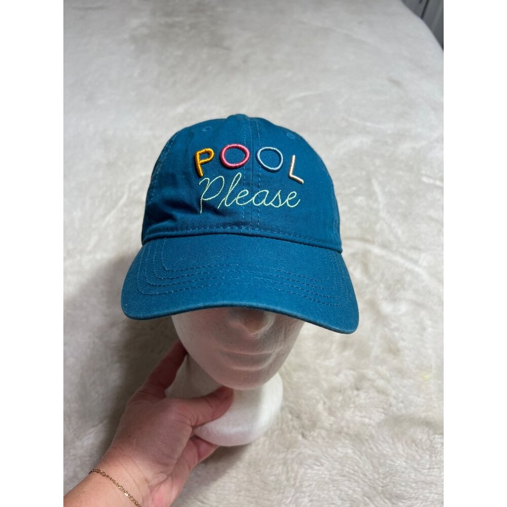 Pool Please Embroidered Adjustable Blue Baseball Cap